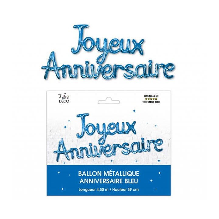 Ballon métallique Joyeux Anniversaire bleu touareg