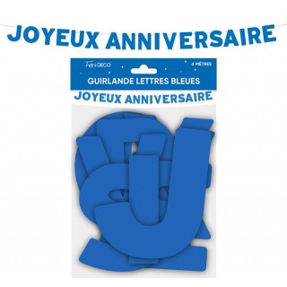 Guirlande lettre Joyeux anniversaire bleu touareg