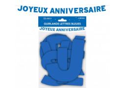 Guirlande lettre Joyeux anniversaire bleu touareg