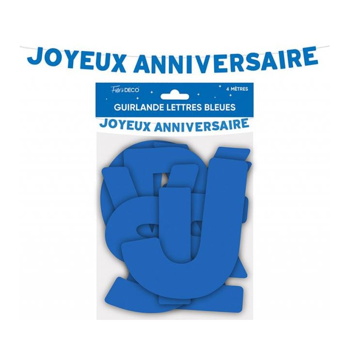 Guirlande lettre Joyeux anniversaire bleu touareg