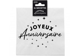 Serviettes papier Joyeux anniversaire noir