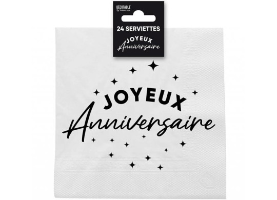 Serviettes papier Joyeux anniversaire noir