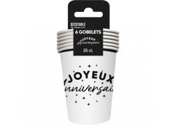 Gobelets carton Joyeux anniversaire noir