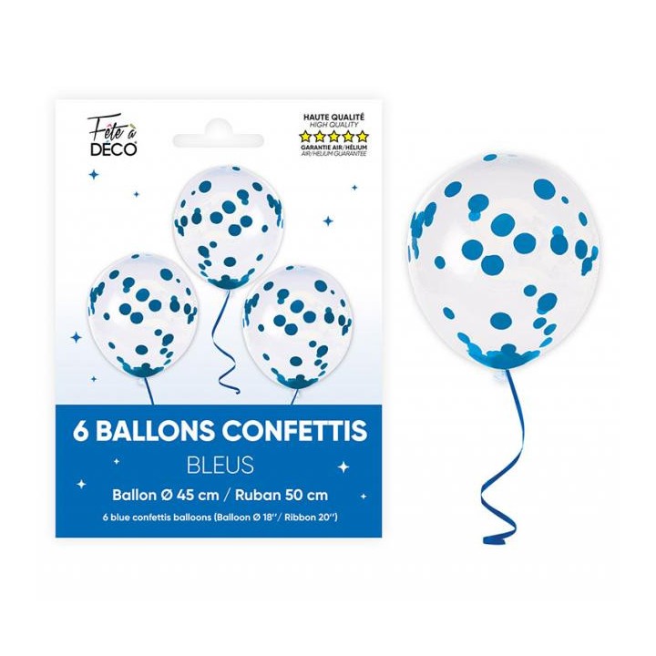 Ballons confettis bleu touareg x6