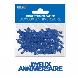 Confettis de table Joyeux anniversaire bleu touareg