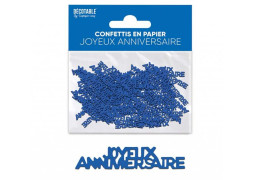 Confettis de table Joyeux anniversaire bleu touareg