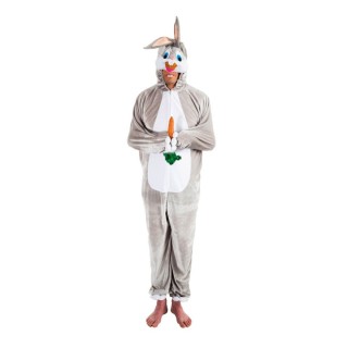 Costume adulte lapin gris en peluche – Combinaison lapin