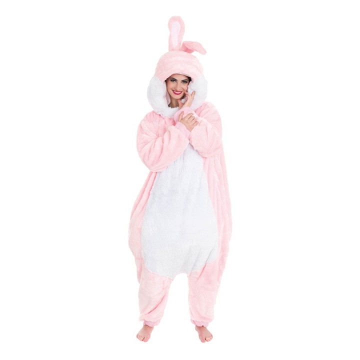 Costume adulte peluche bug lapin rose - combinaison big lapin