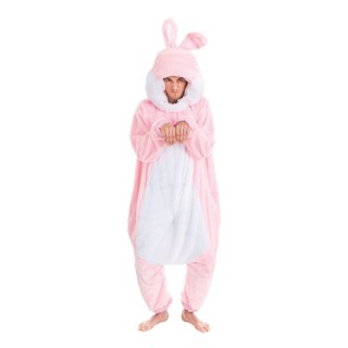 Costume homme peluche bug lapin rose - combinaison big lapin