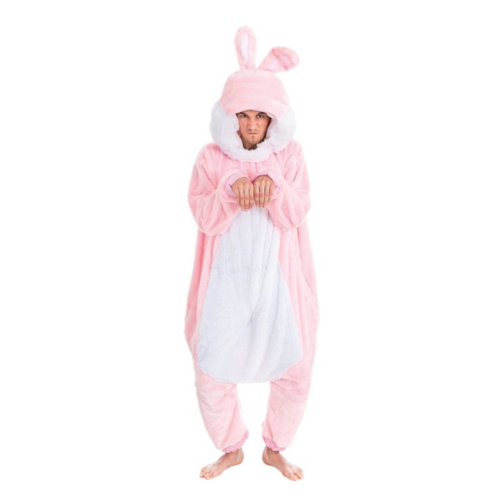 Costume homme peluche bug lapin rose - combinaison big lapin