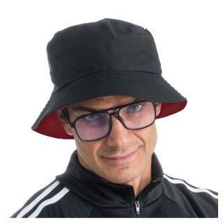 Bob reversible noir/rouge et lunettes - accessoires
