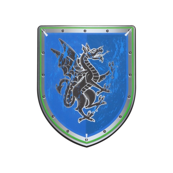 Bouclier chevalier dragon bleu en mousse - Accessoire chevalier