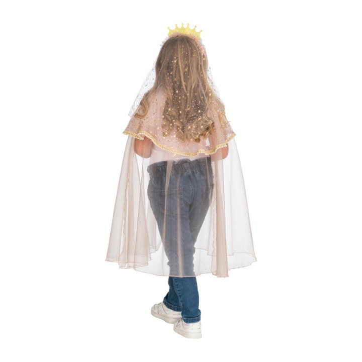 Cape enfant princesse rose avec serre-tête - accessoire