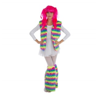 Gilet poils arc-en-ciel - accessoire