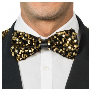Noeud papillon sequins or - accessoire