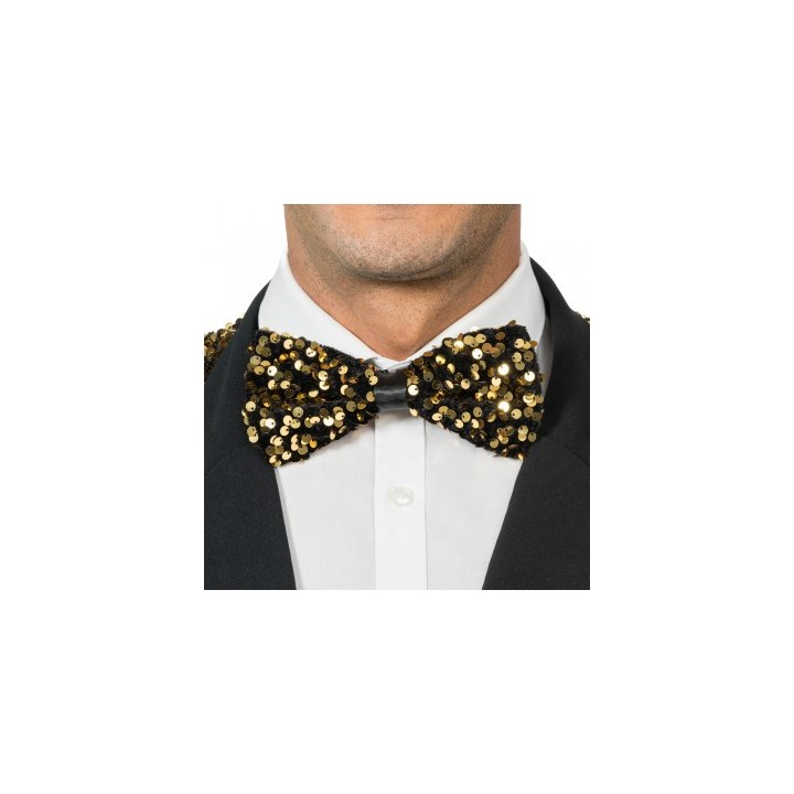 Noeud papillon sequins or - accessoire