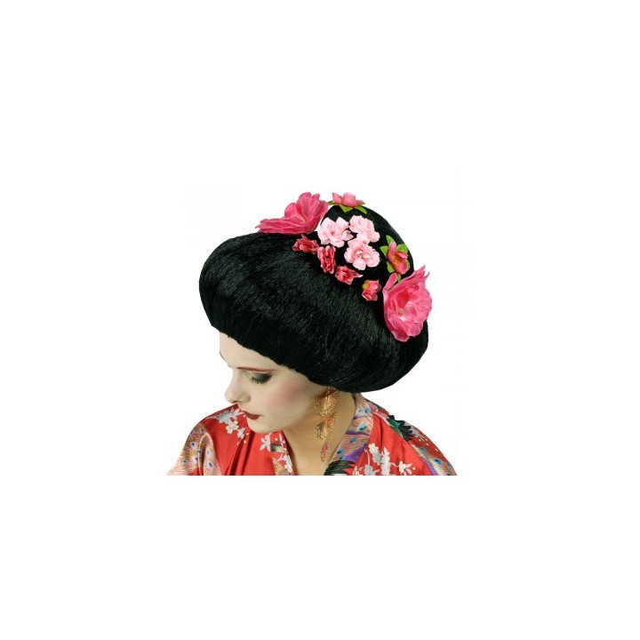 Perruque femme geiko avec fleur - perruque