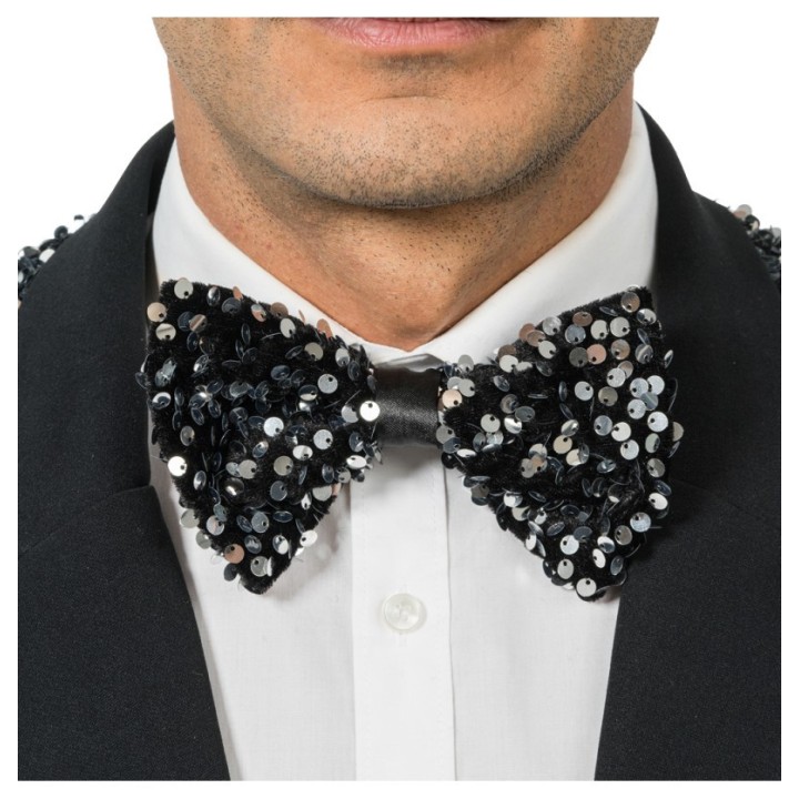 Noeud papillon sequins argentés – Accessoire