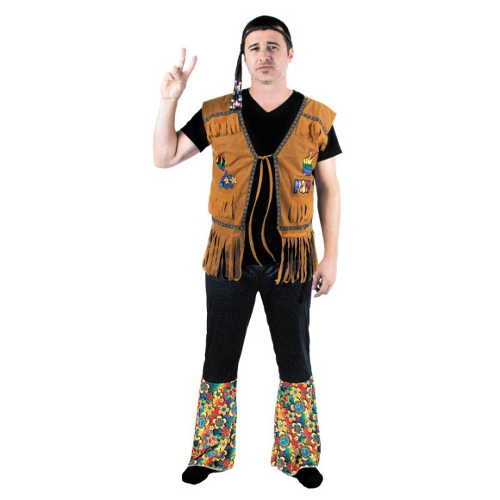 Costume adulte mixte gilet hippie – Déguisement rétro