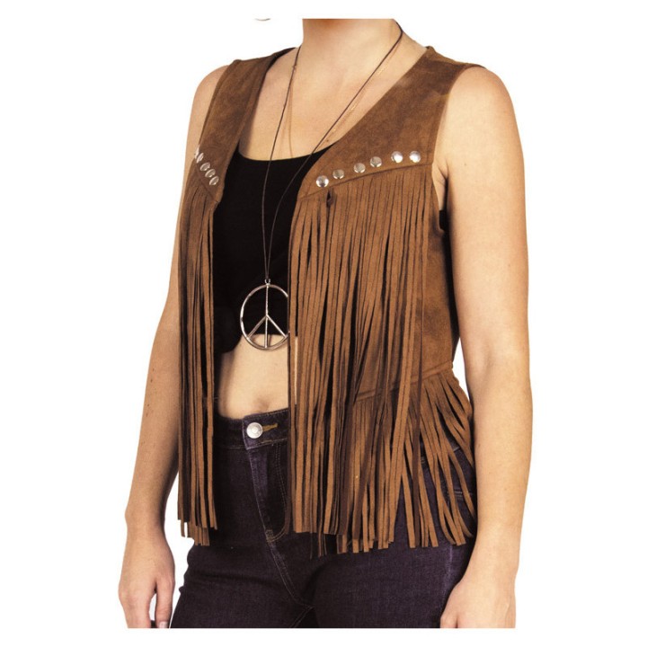 Costume veste hippie femme suédine marron - accessoire costume
