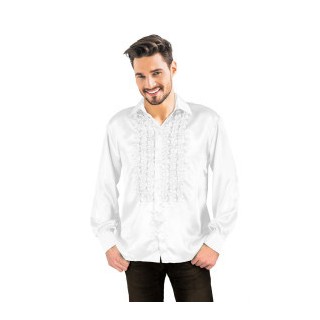 Costume adulte homme chemise blanche satin disco - Style années 70