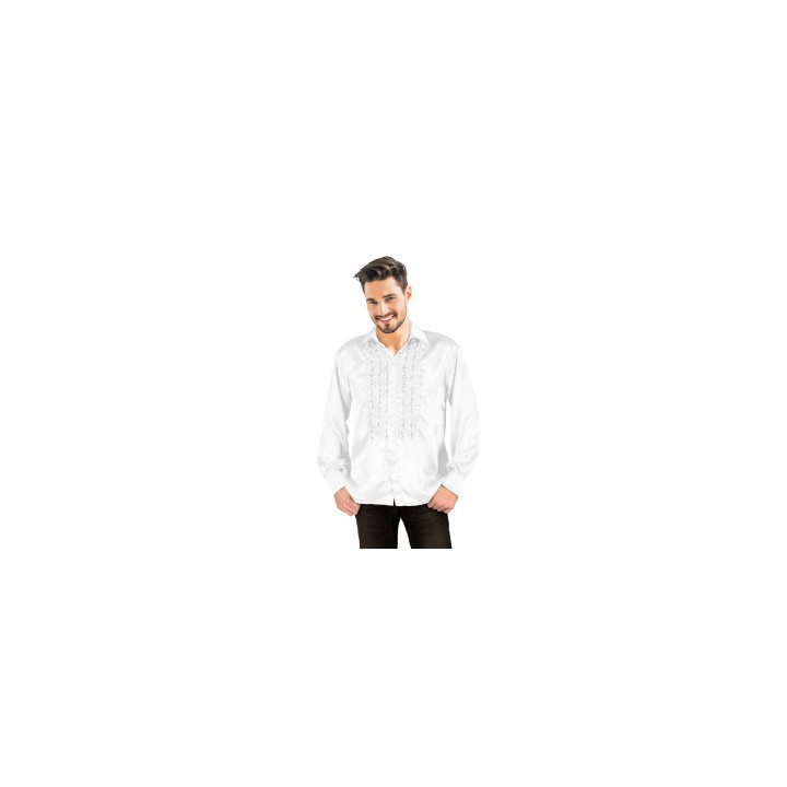 Costume adulte homme chemise blanche satin disco - Style années 70