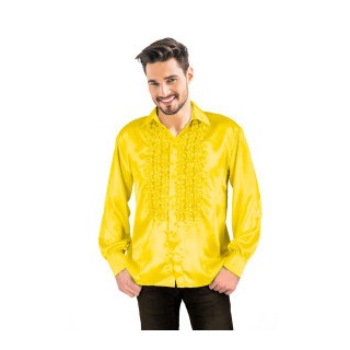 Costume adulte homme chemise jaune satin disco - Style années 70