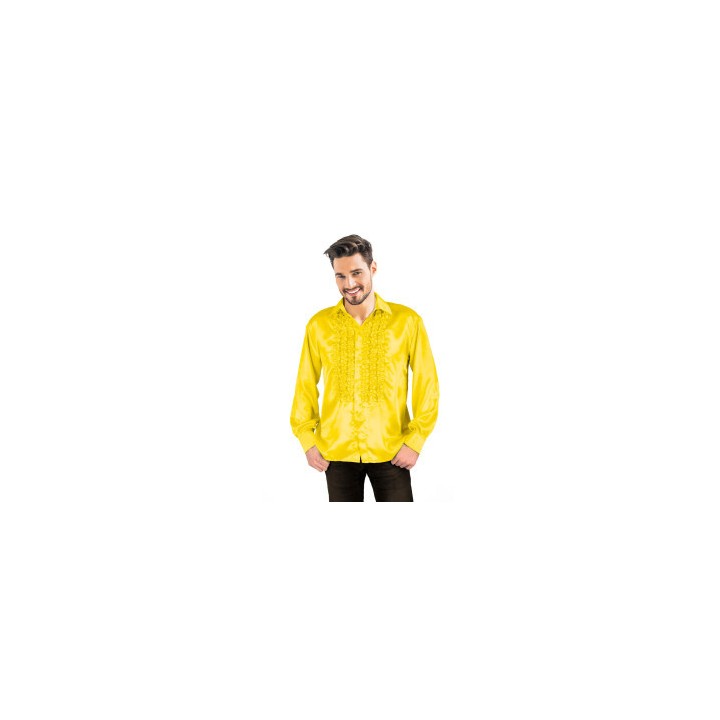 Costume adulte homme chemise jaune satin disco - Style années 70