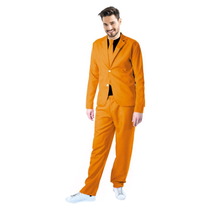 Costume adulte homme 3 pièces néon orange – Tenue rétro années 80