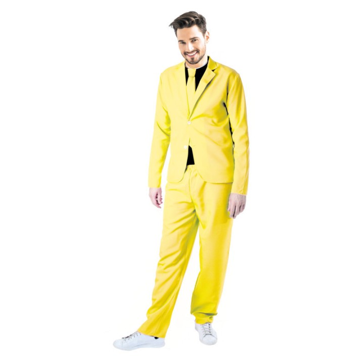 Costume adulte homme 3 pièces néon jaune – Tenue rétro années 80
