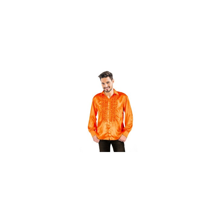 Costume adulte homme chemise orange satin disco - Style années 70