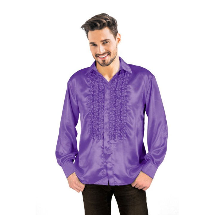 Costume adulte homme chemise violet satin disco - Style années 70