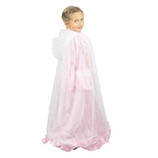 Cape enfant princesse rose/blanche/argent – Accessoire féerique