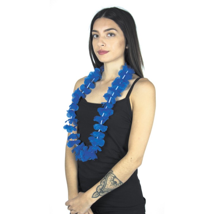 Collier hawaïen bleu foncé – Accessoire tropical