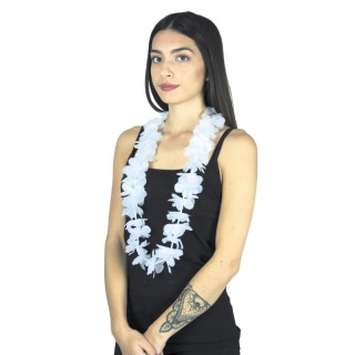 Collier hawaïen blanc – Accessoire tropical