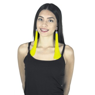 Boucles d’oreilles franges néon jaune – Accessoire déguisement