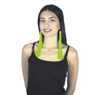 Boucles d’oreilles franges néon vert – Accessoire déguisement