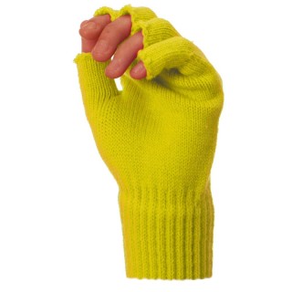 Mitaines tricot jaune fluo x2 – Accessoire années 80