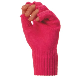 Mitaines tricot rose fluo x2 – Accessoire années 80