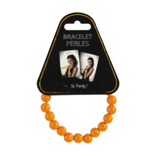 Bracelet perles néon orange – Accessoire coloré