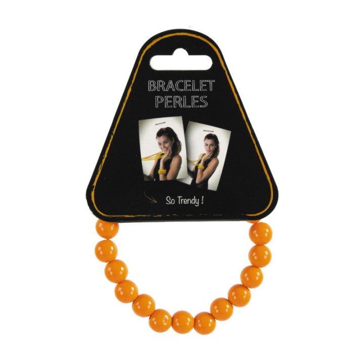 Bracelet perles néon orange – Accessoire coloré
