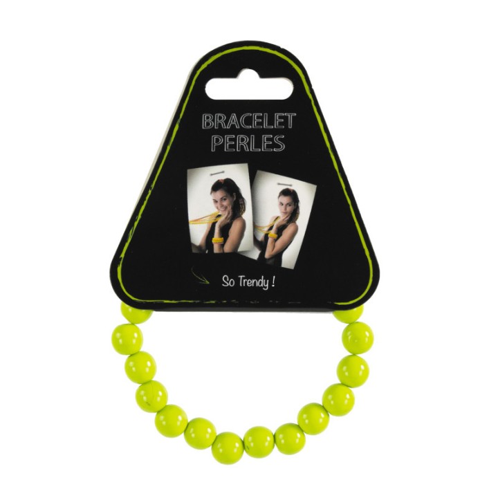 Bracelet perles néon vert – Accessoire coloré