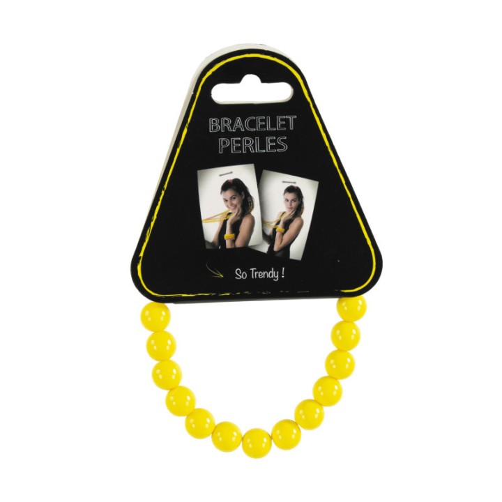 Bracelet perles néon jaune – Accessoire coloré