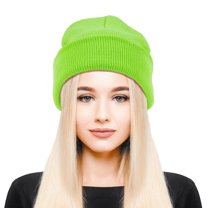 Bonnet tricot vert fluo – Accessoire coloré