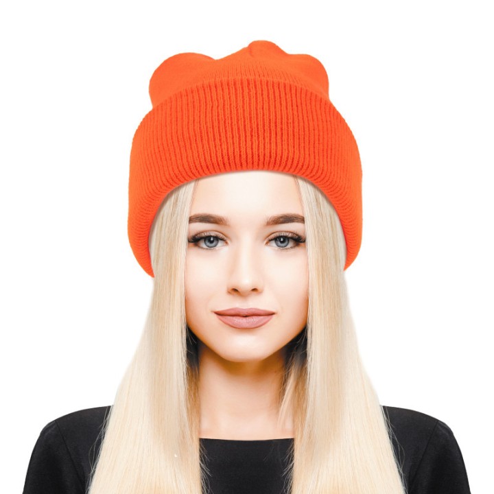 Bonnet tricot orange fluo – Accessoire coloré