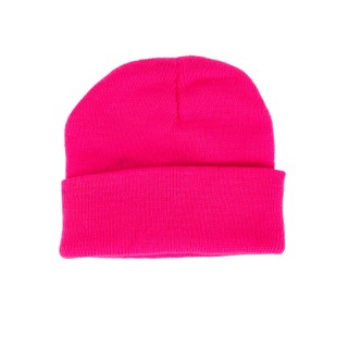 Bonnet tricot rose fluo – Accessoire coloré