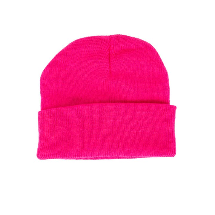 Bonnet tricot rose fluo – Accessoire coloré
