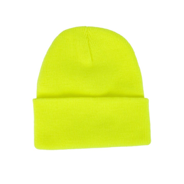Bonnet tricot jaune fluo – Accessoire coloré