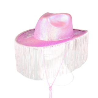 Chapeau cowboy franges rose irisé – Accessoire western