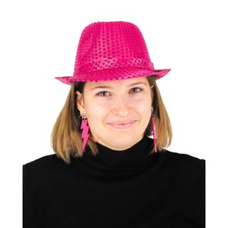 Boucles d’oreilles néon flash rose – Accessoire de fête fluo